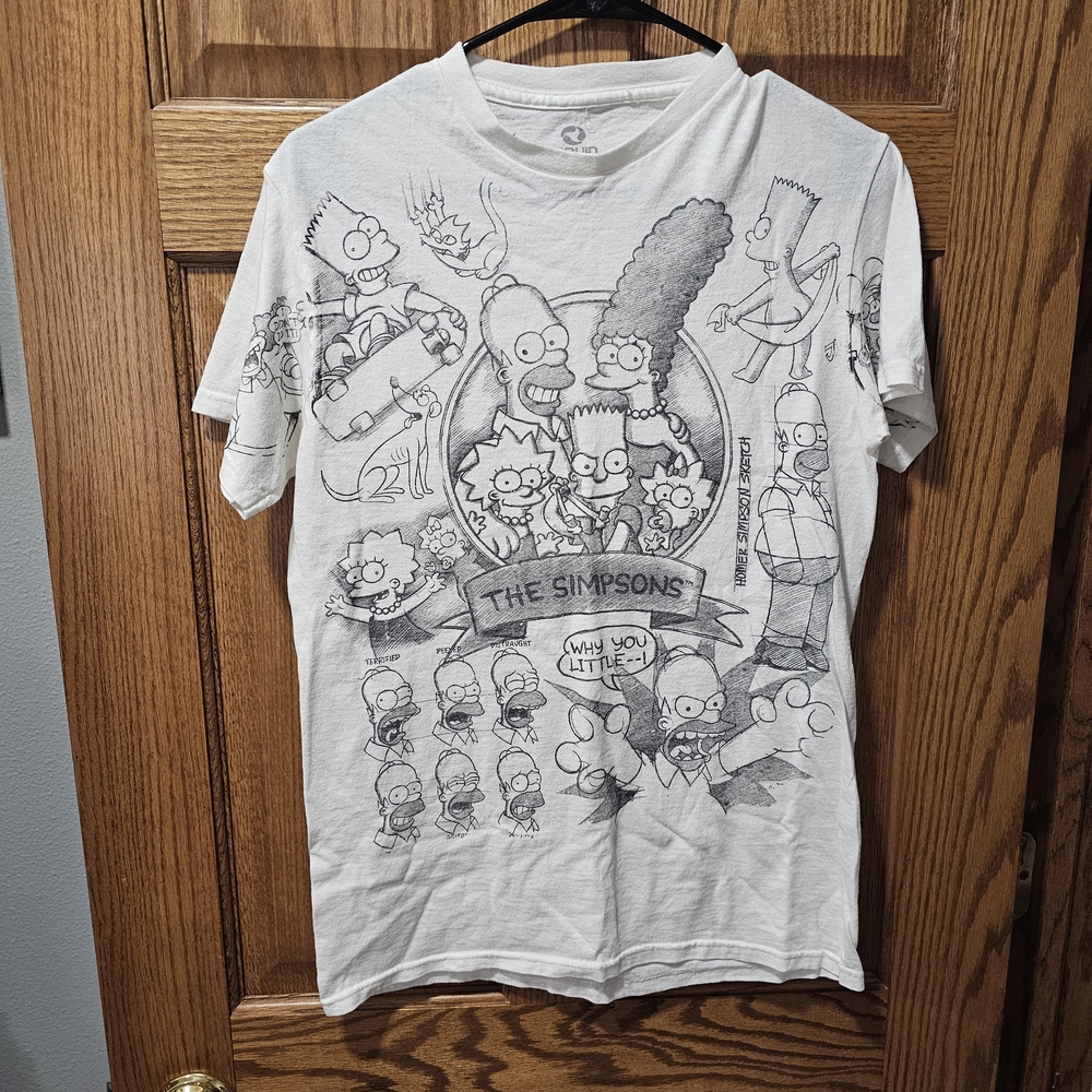 Vintage Liquid Blue White The Simpsons Graphic Tee